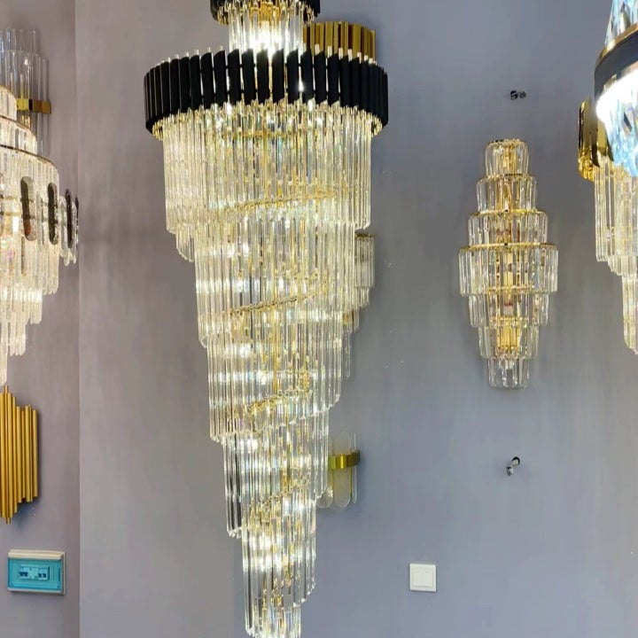 Classic Large Multi-layered Spiral Crystal Chandelier for Foyer/ Staircase