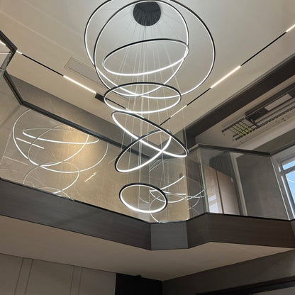 WOMO Large Tiered Ring LED Foyer Chandelier-WM2160