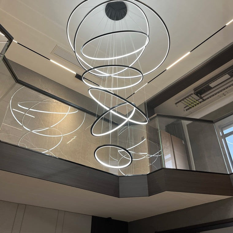 WOMO Large Tiered Ring LED Foyer Chandelier-WM2160