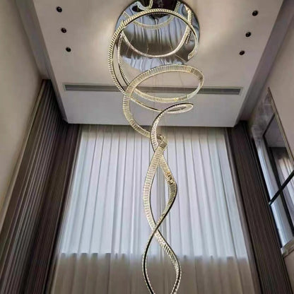 Designer Foyer Living Room Ceiling Light Fixture Stylish Spiral Crystal Chandelier