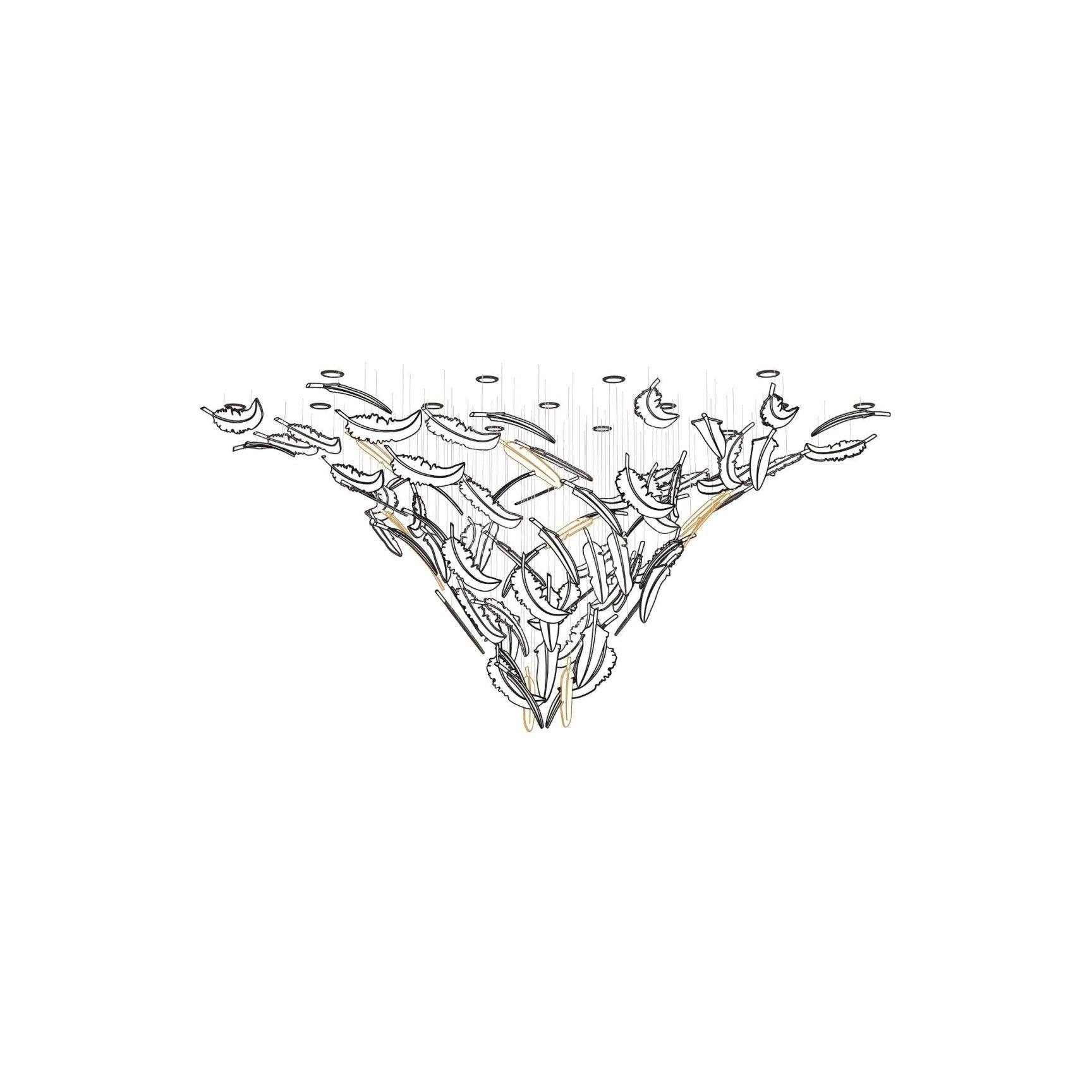Galaxy Glass Feathers Flying Chandelier