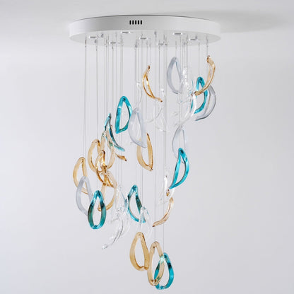 Galaxy Aqua Ripple Glass Meteor Shower Crystal Spiral Chandelier
