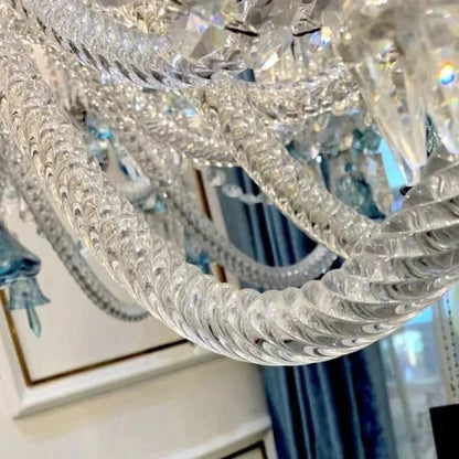 Large Light Luxury Classic Tiered Crystal Candle shaded Chandelier for High-ceiling Rooms/Living Room
