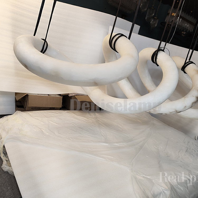 Denise Scarlett Designer Alabaster Pendant Light, Modern Luxury Inspired Lamp