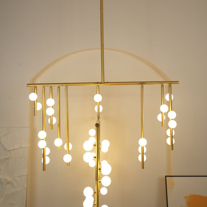 Brass Glass Drop Chandelier