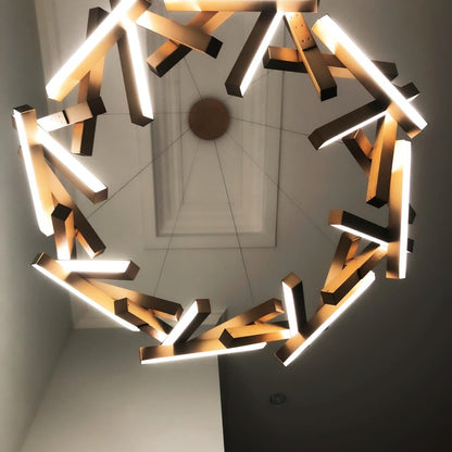 Modern Round/Linear Geometric Aluminum LED Chandelier for Dining Room/Bedroom
