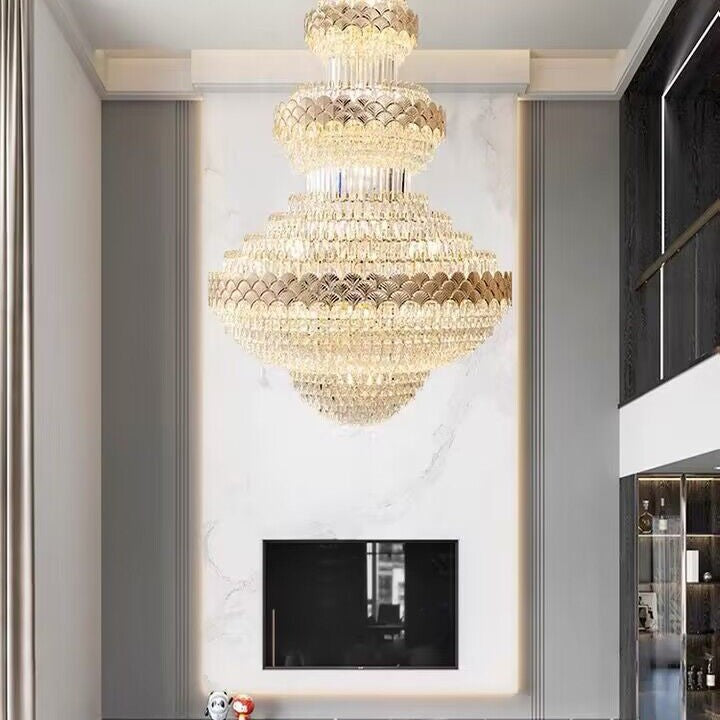 Extra Large Multi-layers Gold Luxury Crystal Chandelier Modern Empire Decrative Crystal Light