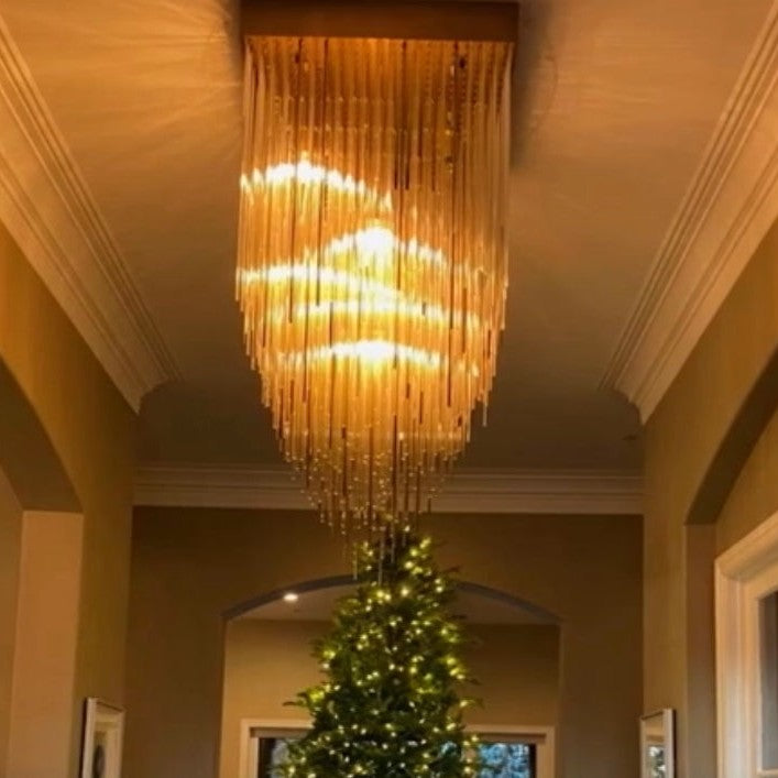 Cascade Glass Rectangular Chandelier 54"