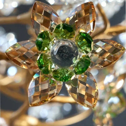 Gilded Branch Floral Brass Crystal Chandelier
