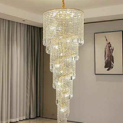 Elegant Foyer Hall Chandelier Long Crystal Ceiling Light Fixture For Living Room Entryway Staircase