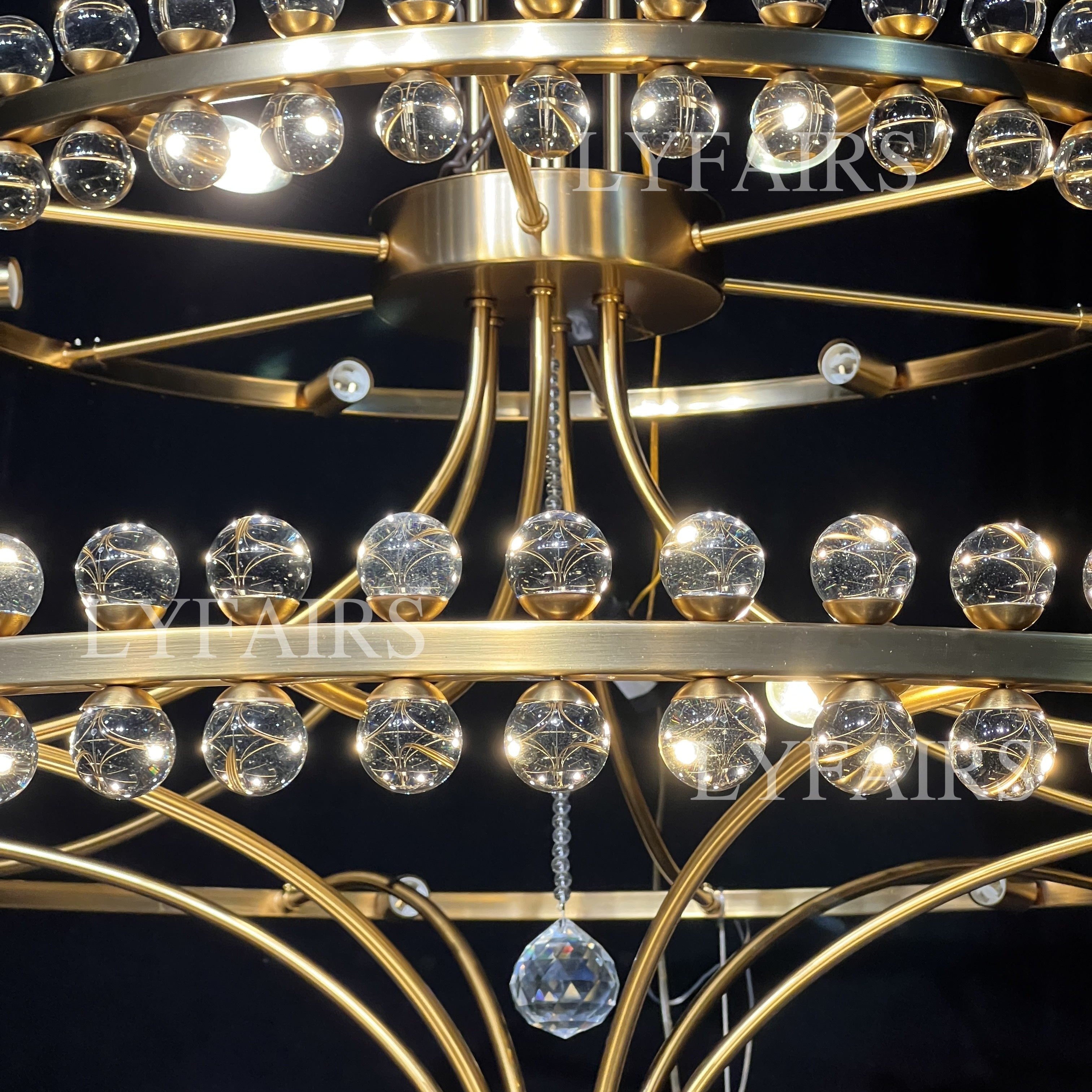Modern 2/3 Ring Glass Ball Chandelier for Low-ceiling