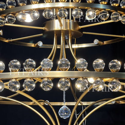 Modern 2/3 Ring Glass Ball Chandelier for Low-ceiling