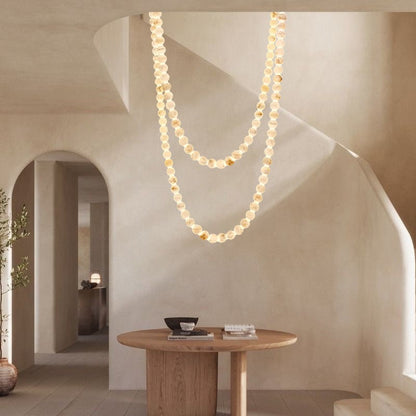 Modern LED Natural Alabaster Globes Beads Hanging Chandelier Indoor Lighting Fixture