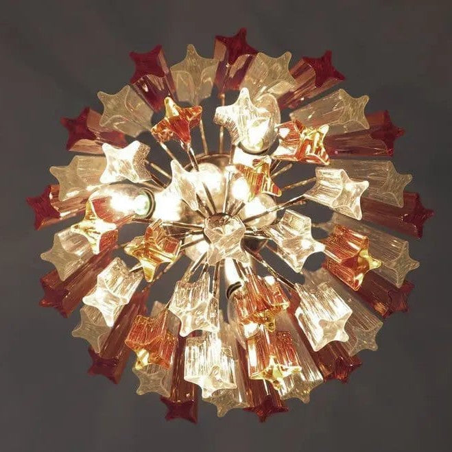 Murano Chandelier – 47 prisms – Amber/Transparent