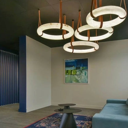 Modern Round Alabaster Chandelier for Living Room/Bedroom