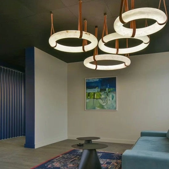 Modern Round Alabaster Chandelier for Living Room/Bedroom