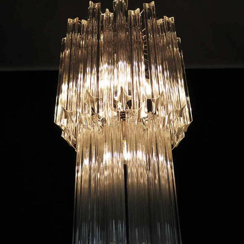 Murano Chandelier – Quadriedri – 46 prisms – Transparent