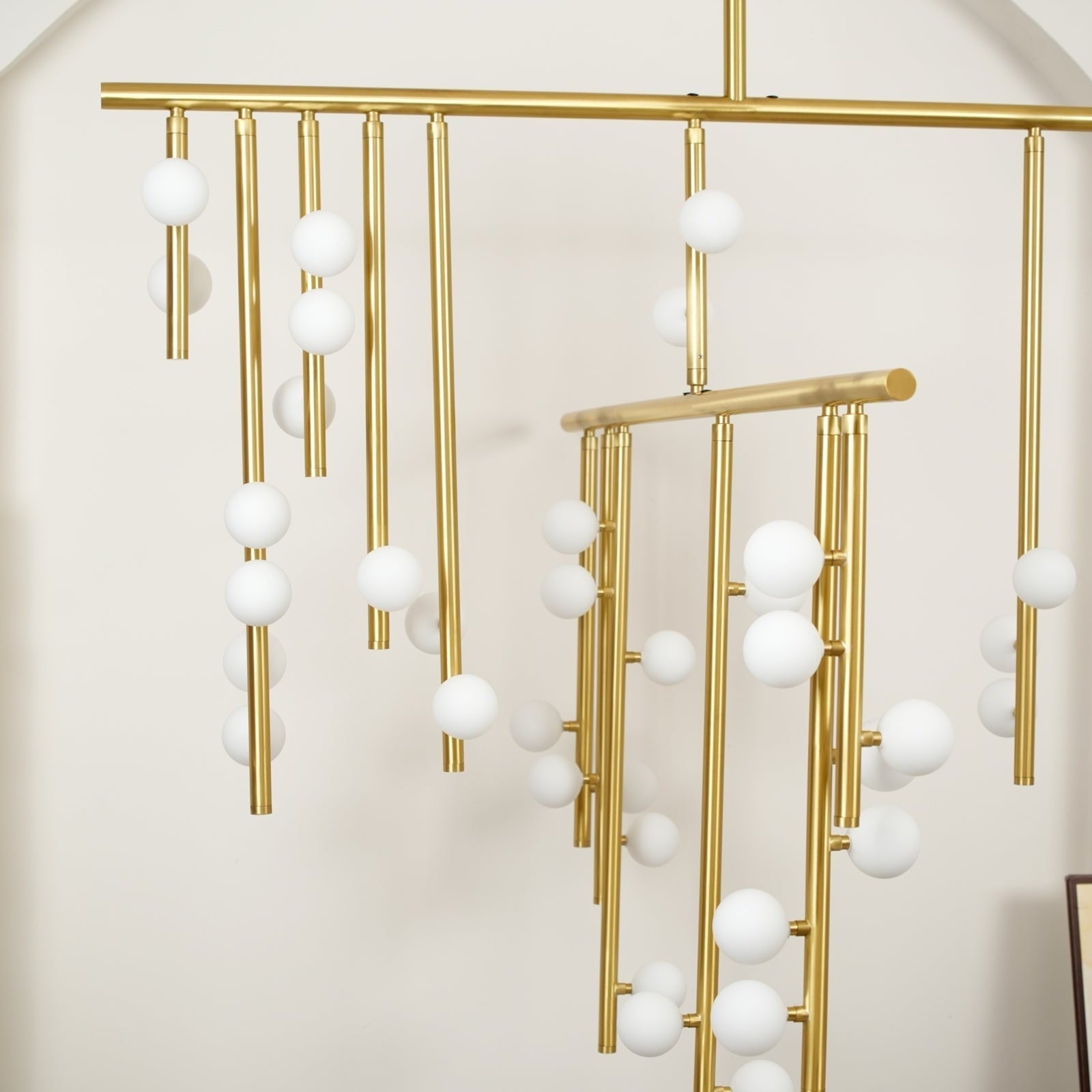 Brass Glass Drop Chandelier