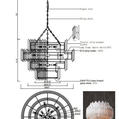 Art Selenite Layer Round Chandelier