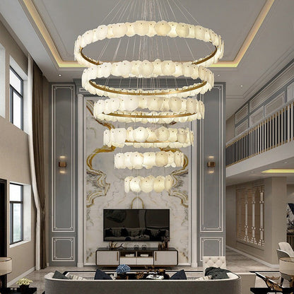 JC Tiered Circular Alabaster Chandelier