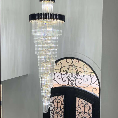 Classic Large Multi-layered Spiral Crystal Chandelier for Foyer/ Staircase