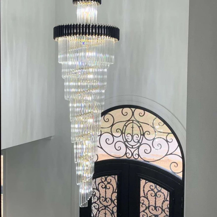 Classic Large Multi-layered Spiral Crystal Chandelier for Foyer/ Staircase