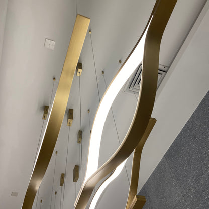 Modern Simple Brass Waving Chandelier for Living/Dining Room/Kitchen Island