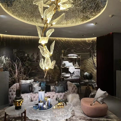 Creative Bionic Resin Leaves Chandelier for Living Room/Dining Room/Staircase