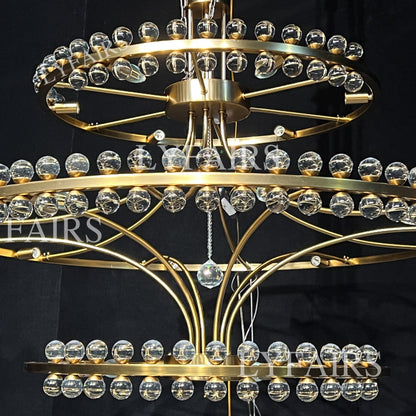 Modern 2/3 Ring Glass Ball Chandelier for Low-ceiling