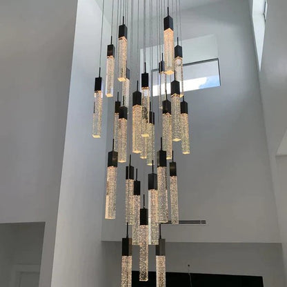 Light Luxury Glacier Bubble Crystsal Chandelier in Gold/Chrome/Black Finish for Staircase/Foyer