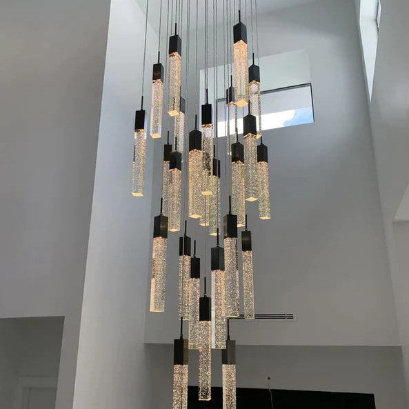 Light Luxury Glacier Bubble Crystsal Chandelier in Gold/Chrome/Black Finish for Staircase/Foyer