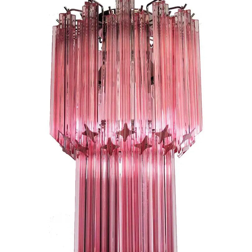 Murano Chandelier – Quadriedri – 46 prisms – Pink