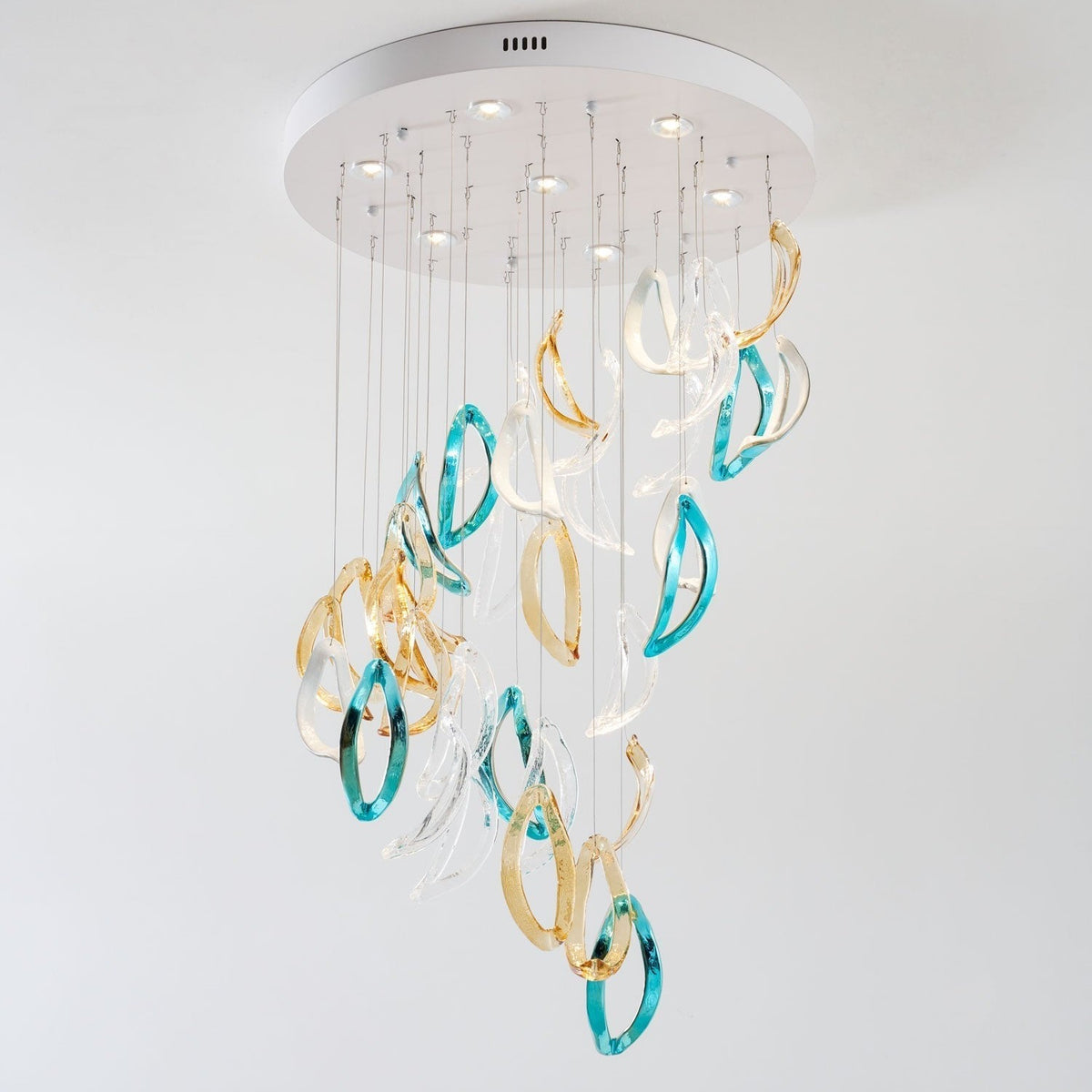 Galaxy Aqua Ripple Glass Meteor Shower Crystal Spiral Chandelier