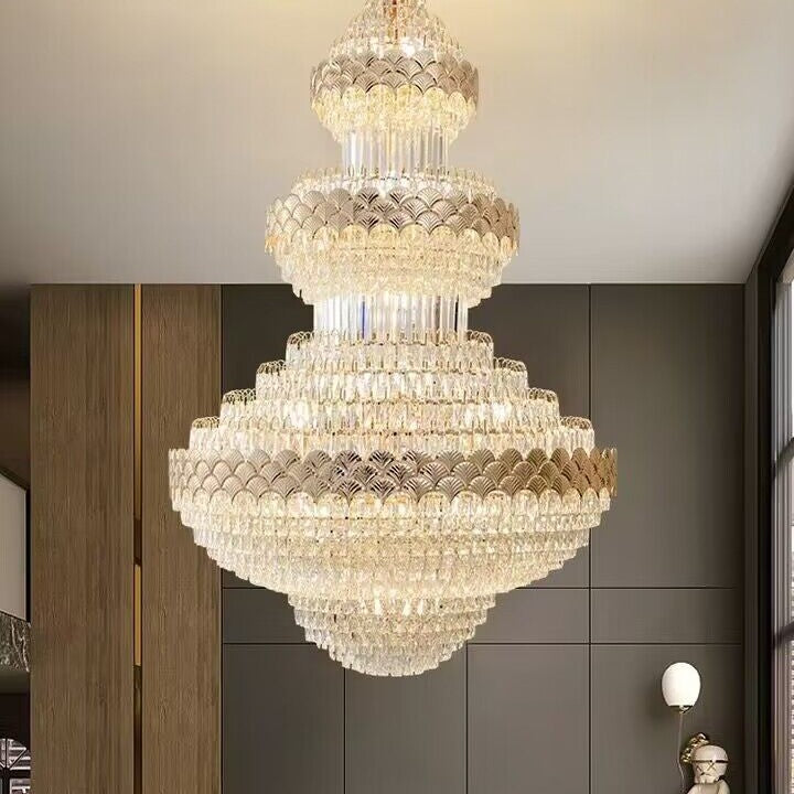 Extra Large Multi-layers Gold Luxury Crystal Chandelier Modern Empire Decrative Crystal Light