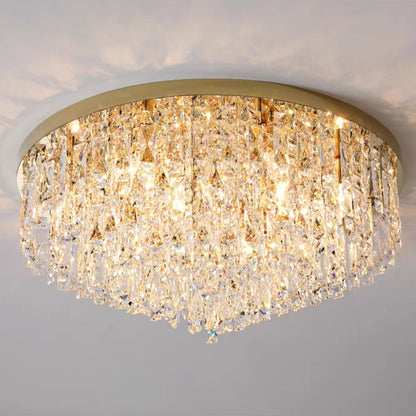 Oversize Luxury Flush Mount Crystal Chandelier for Living Room/Bedroom