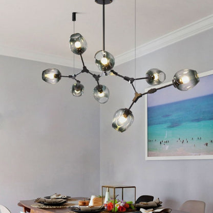 Extra Large Industrial Fashion Branch Multiple Glass Pendant Chandelier for Living/Dining Room