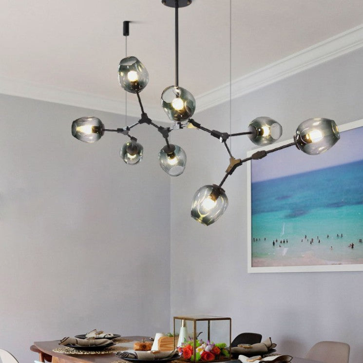 Extra Large Industrial Fashion Branch Multiple Glass Pendant Chandelier for Living/Dining Room