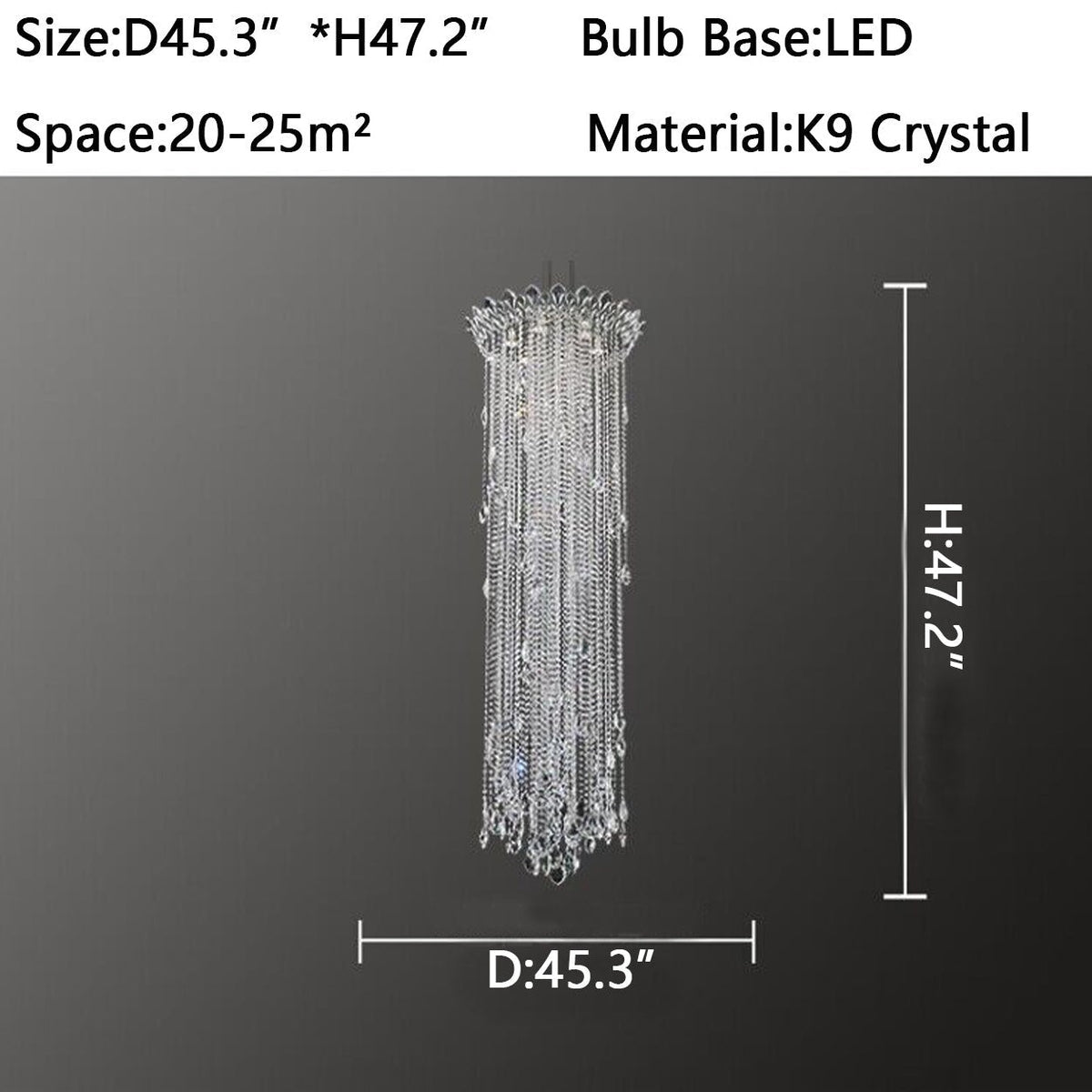 Extra Large Light Luxury Stairwell Crystal Tassel Chandelier for Staircase/High Floor Hall/Loft