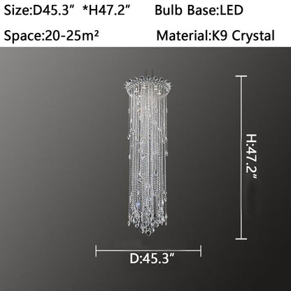 Extra Large Light Luxury Stairwell Crystal Tassel Chandelier for Staircase/High Floor Hall/Loft