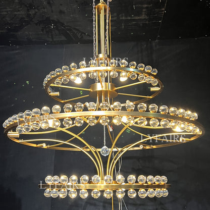 Modern 2/3 Ring Glass Ball Chandelier for Low-ceiling