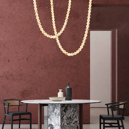 Modern LED Natural Alabaster Globes Beads Hanging Chandelier Indoor Lighting Fixture