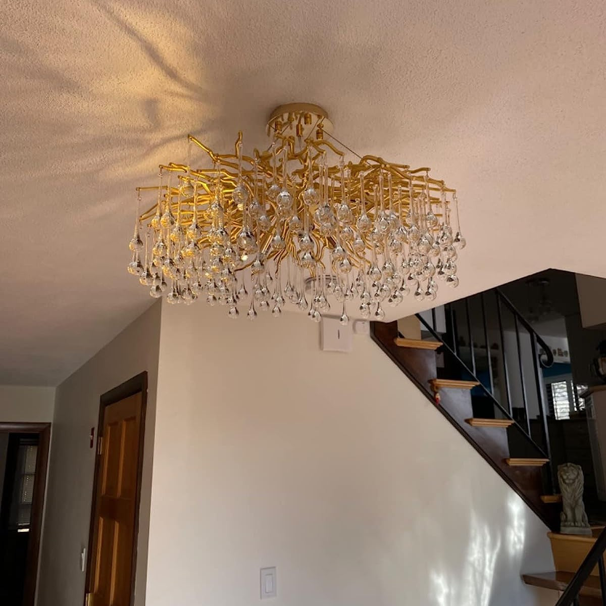 Stunning Tree Branch Crystal Chandelier with Clear Teardrop-shaped for Living/Dining Room