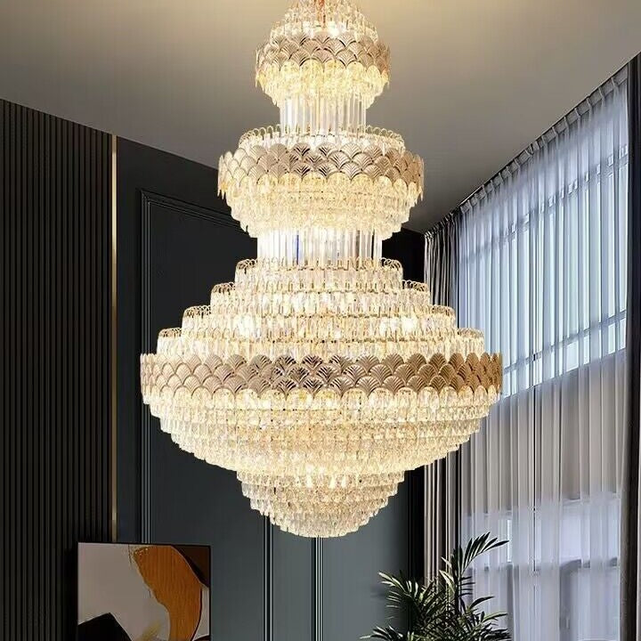 Extra Large Multi-layers Gold Luxury Crystal Chandelier Modern Empire Decrative Crystal Light