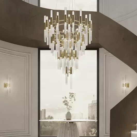 Post-modern Simple Light Luxury 3-Tier Round Glass Tubes Chandelier