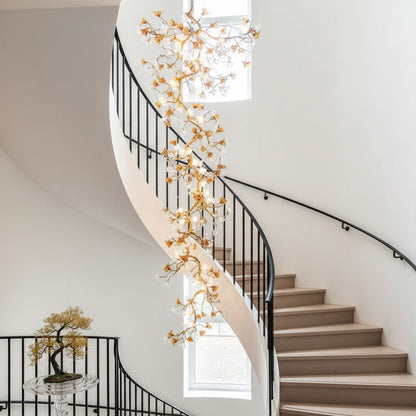 Brass Maple Branch Chandelier