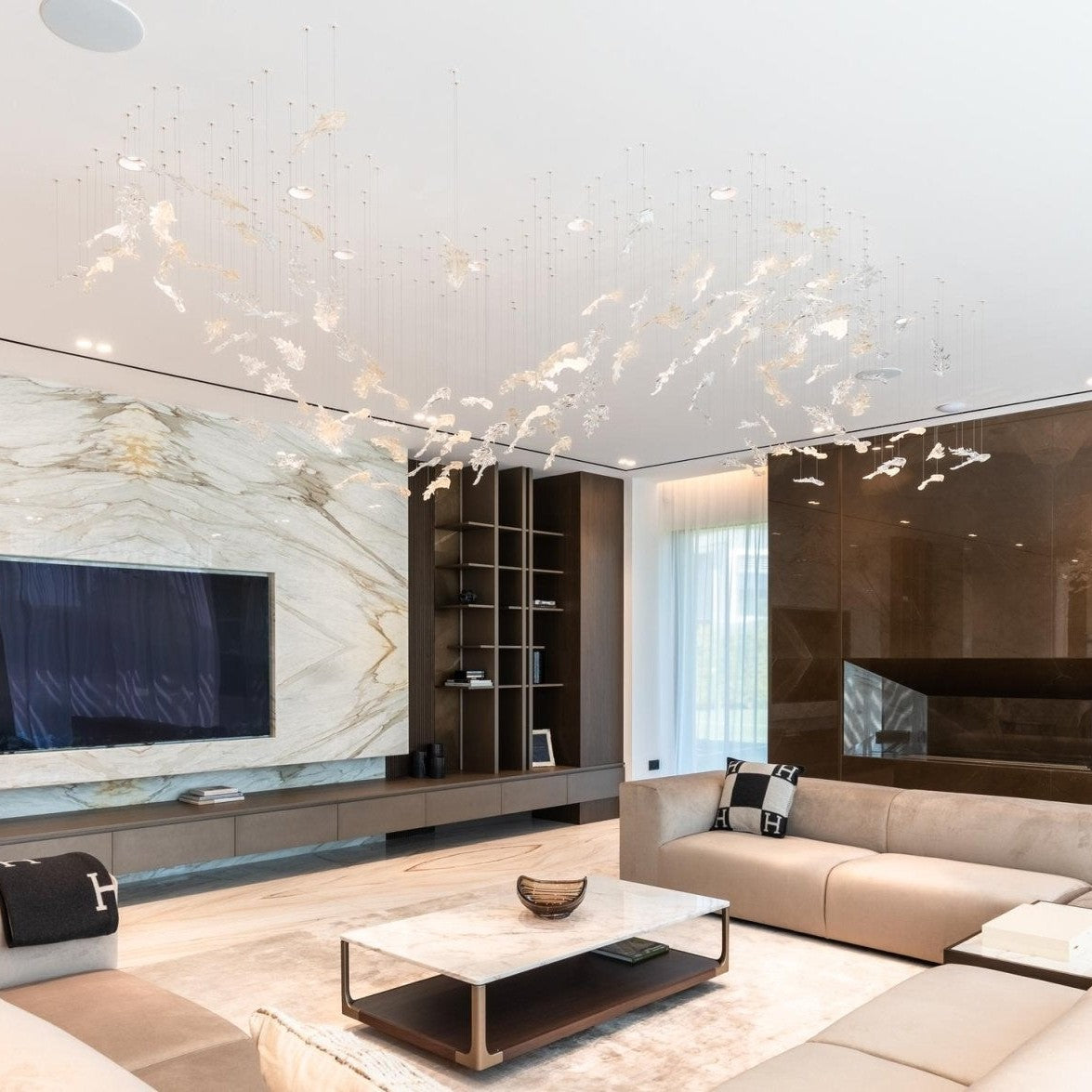 Galaxy Nectar Leaves Meteor Shower Crystal Spiral Chandelier