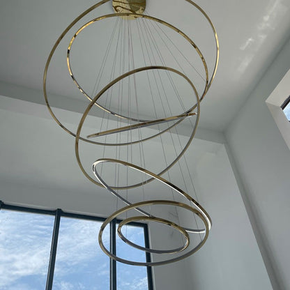 WOMO Large Tiered Ring LED Foyer Chandelier-WM2160