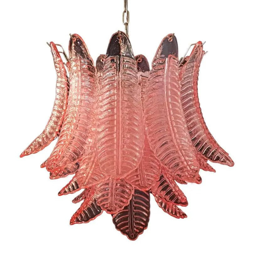 Murano Chandelier – 36 glass leaves – Pink