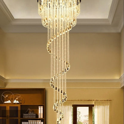 Double Spiral Staircase Crystal Chandelier for Loft, Restaurant, Hotel, Hall, Stairwell