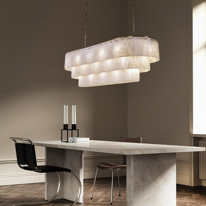Stairwell Luxury Modern LED High Ceiling Large Alabaster Chandelier